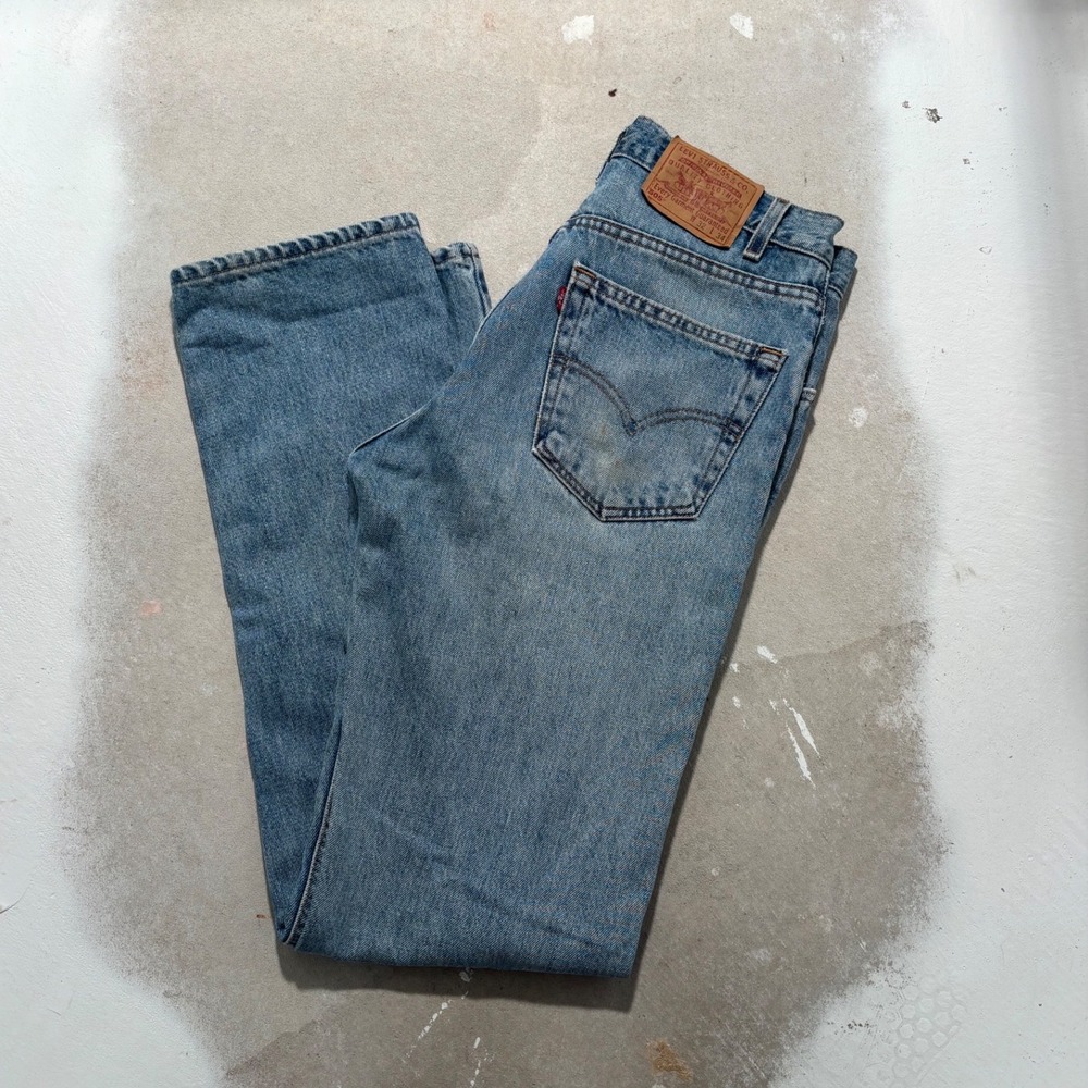 Levis 505 Regular Fit Jeans Mens 32x34 Light Wash Blue Denim Straight Leg Vtg